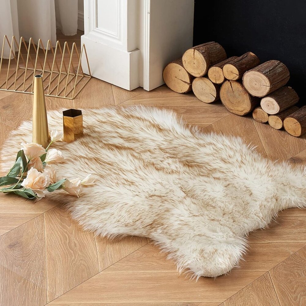 Faux Fur Sheepskin Rug  2x3 Feet